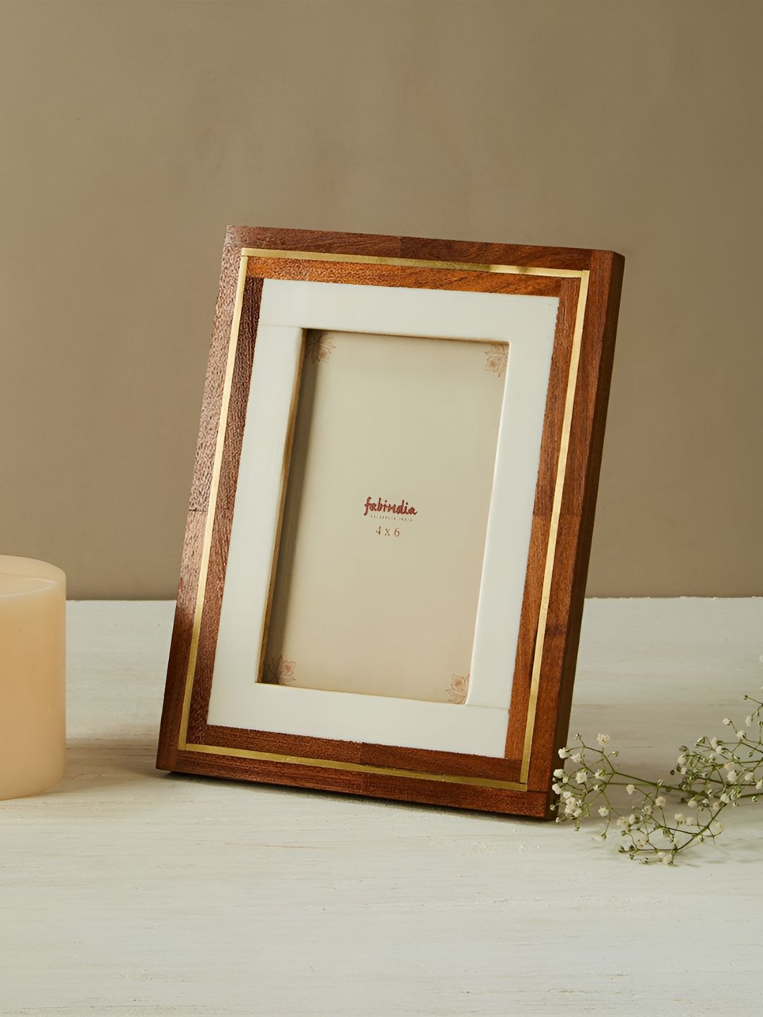 Fabindia Fabindia Brown & Gold-Toned 1 Pieces Wood Table Photo Frames
