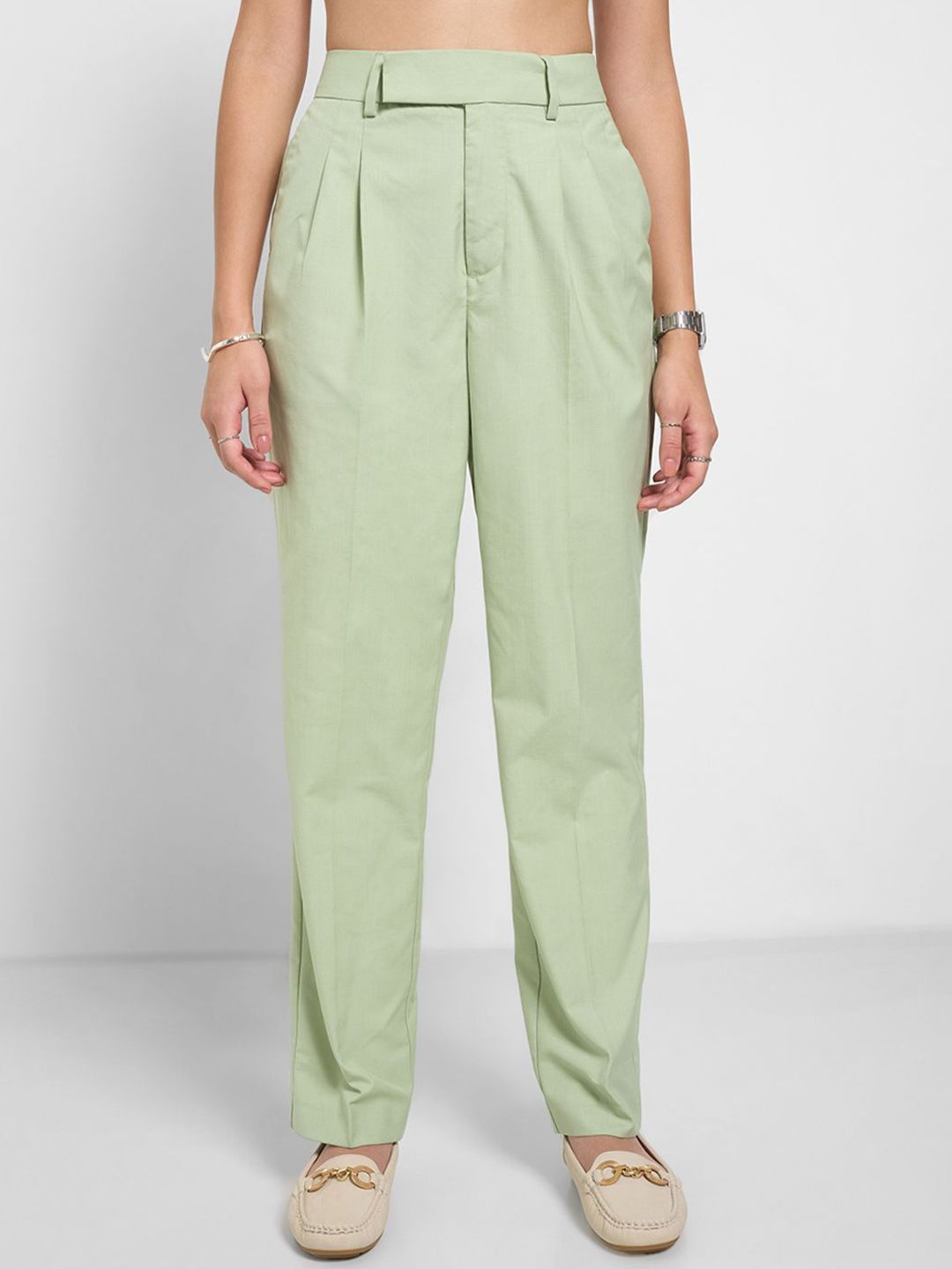 Annabelle by Pantaloons Women Straight Fit Mid-Rise Trousers