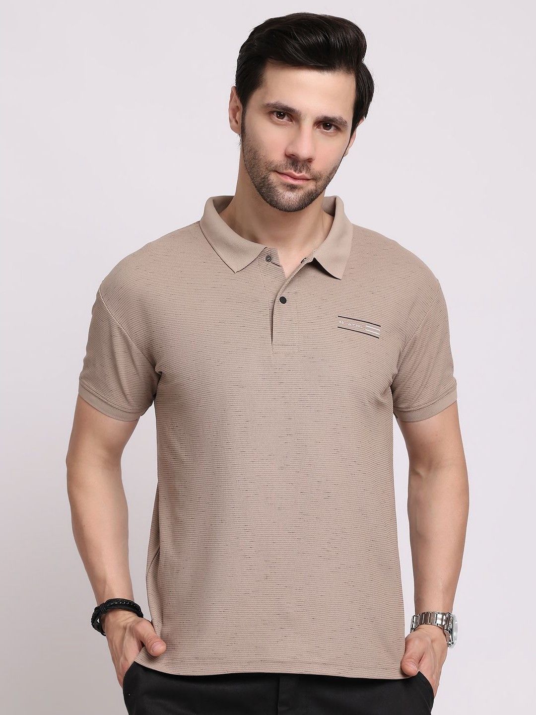 GRACIT Men Polo Collar Extended Sleeves T-shirt