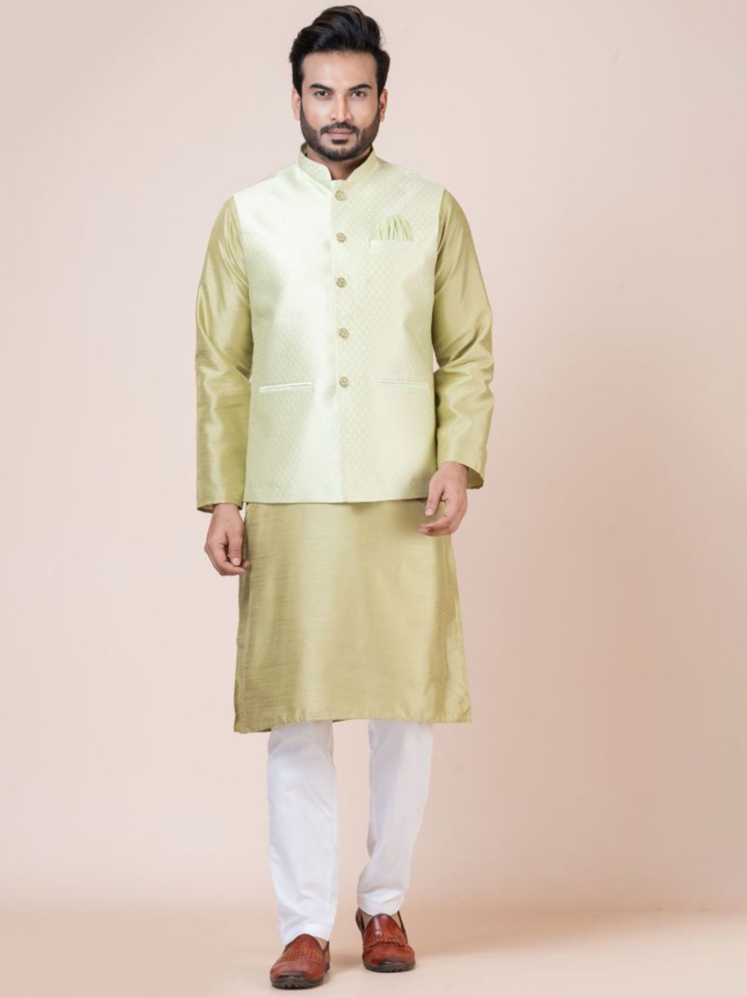 Nawaz's Kurta Men Woven Nehru Jacket