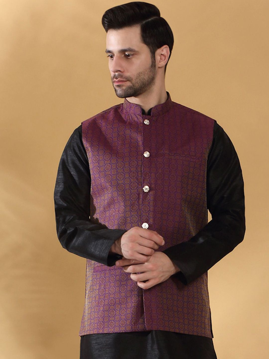 KRAFT INDIA Geometric Printed Woven Nehru Jacket