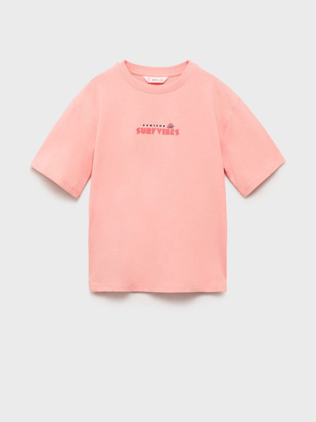 Mango Kids Boys Puff Printed Drop-Shoulder Sleeves Pure Cotton Relaxed Fit T-shirt