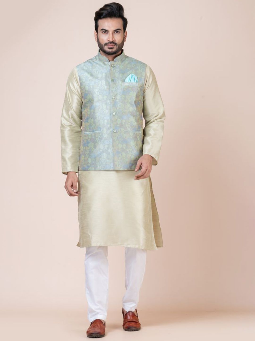 Nawaz's Kurta Mandarin Collar Nehru Jacket
