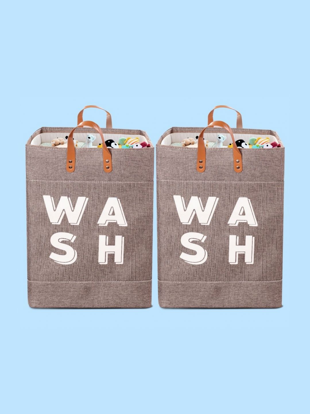 Stylista 2-Pcs Brown Printed Durable & Foldable Laundry Bag with Handle