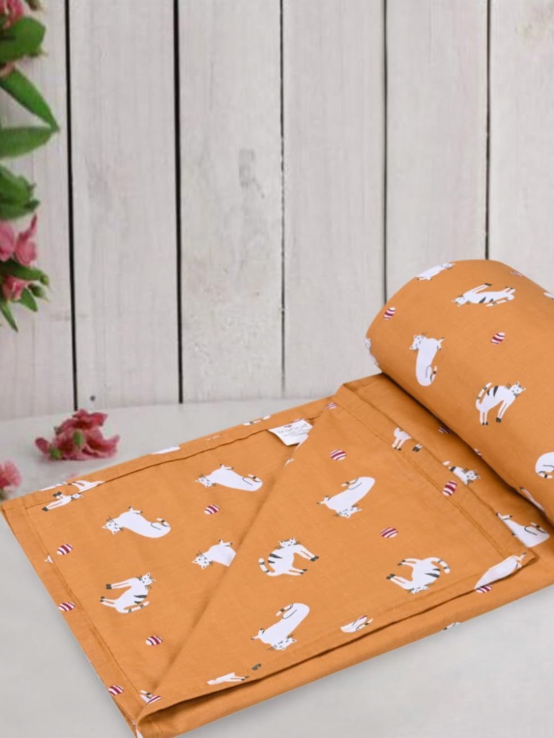 Trance Home Linen Kittens Cotton Reversible Baby Dohar  Blanket