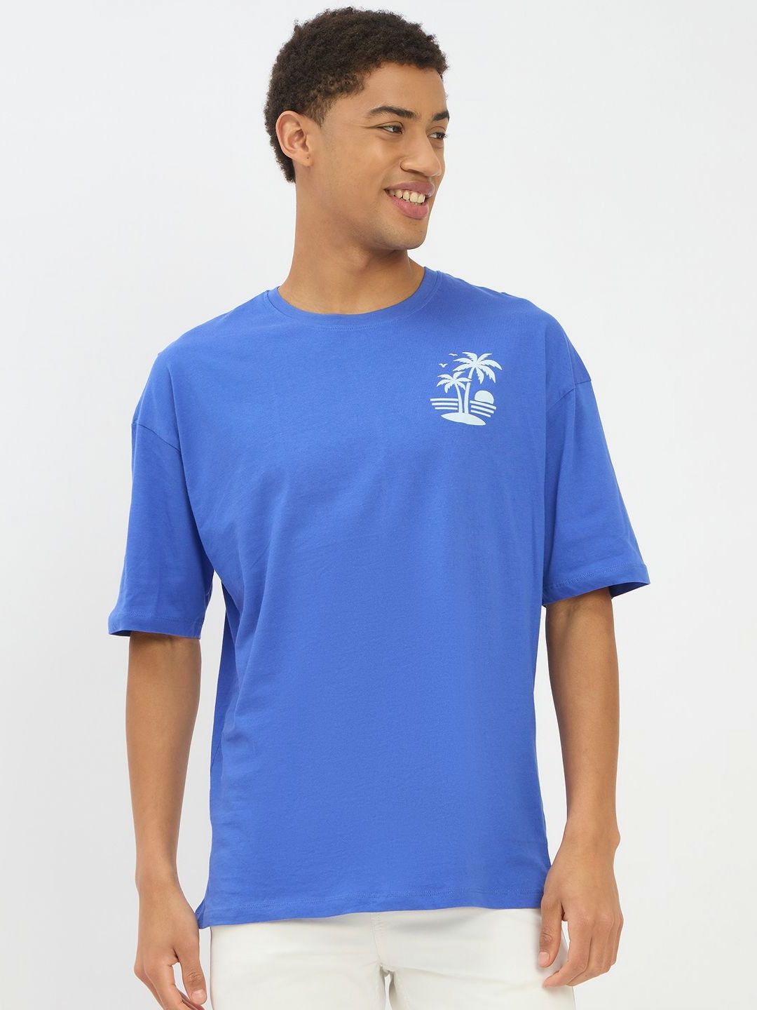 Mast & Harbour Graphic Printed Round Neck Short Sleeves Cotton Relaxed Fit T-shirt