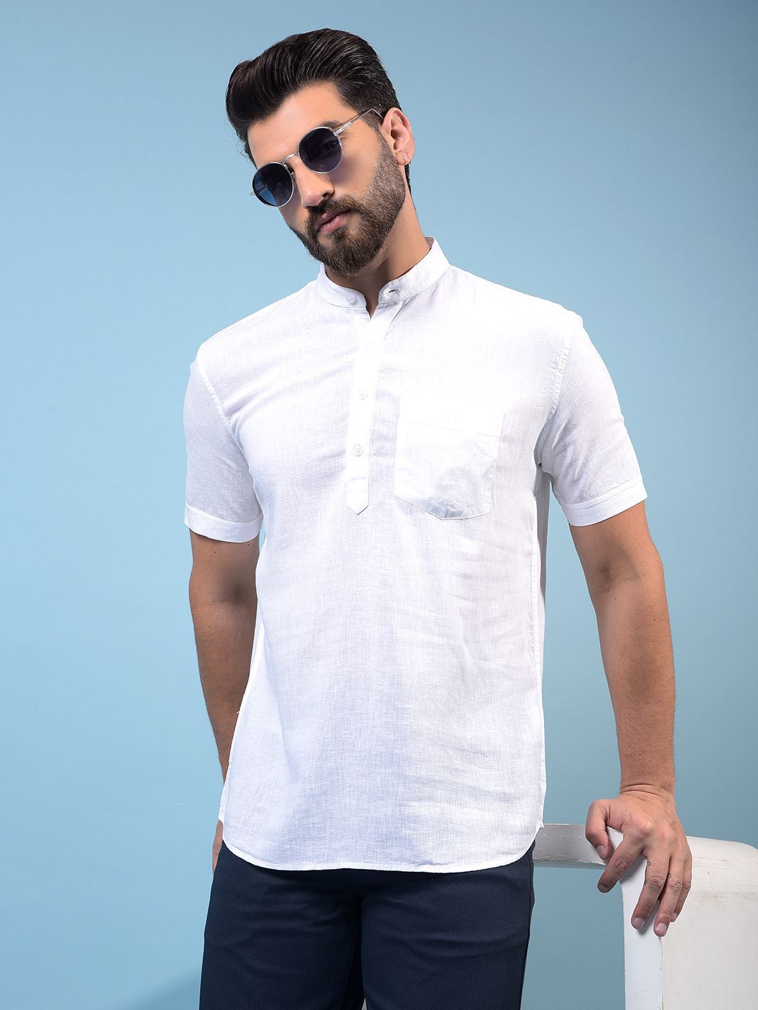 Crimsoune Club Men Solid Mandarin Collar Kurta