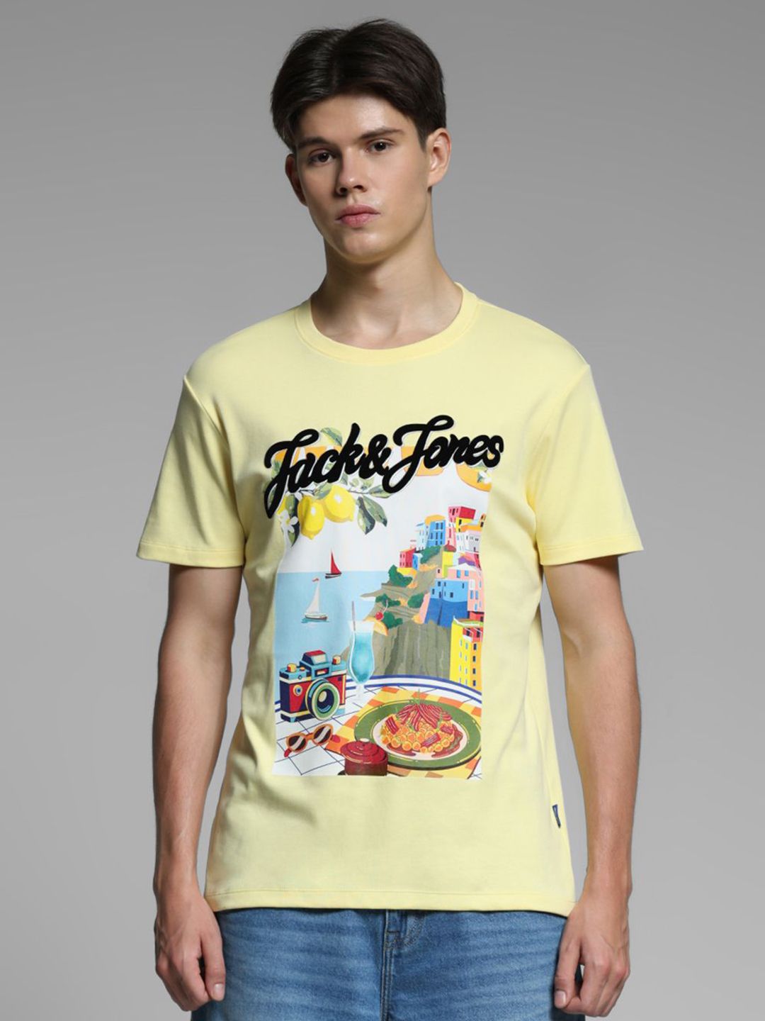 Jack & Jones Jack & Jones Typography Printed Pure Cotton T-shirt