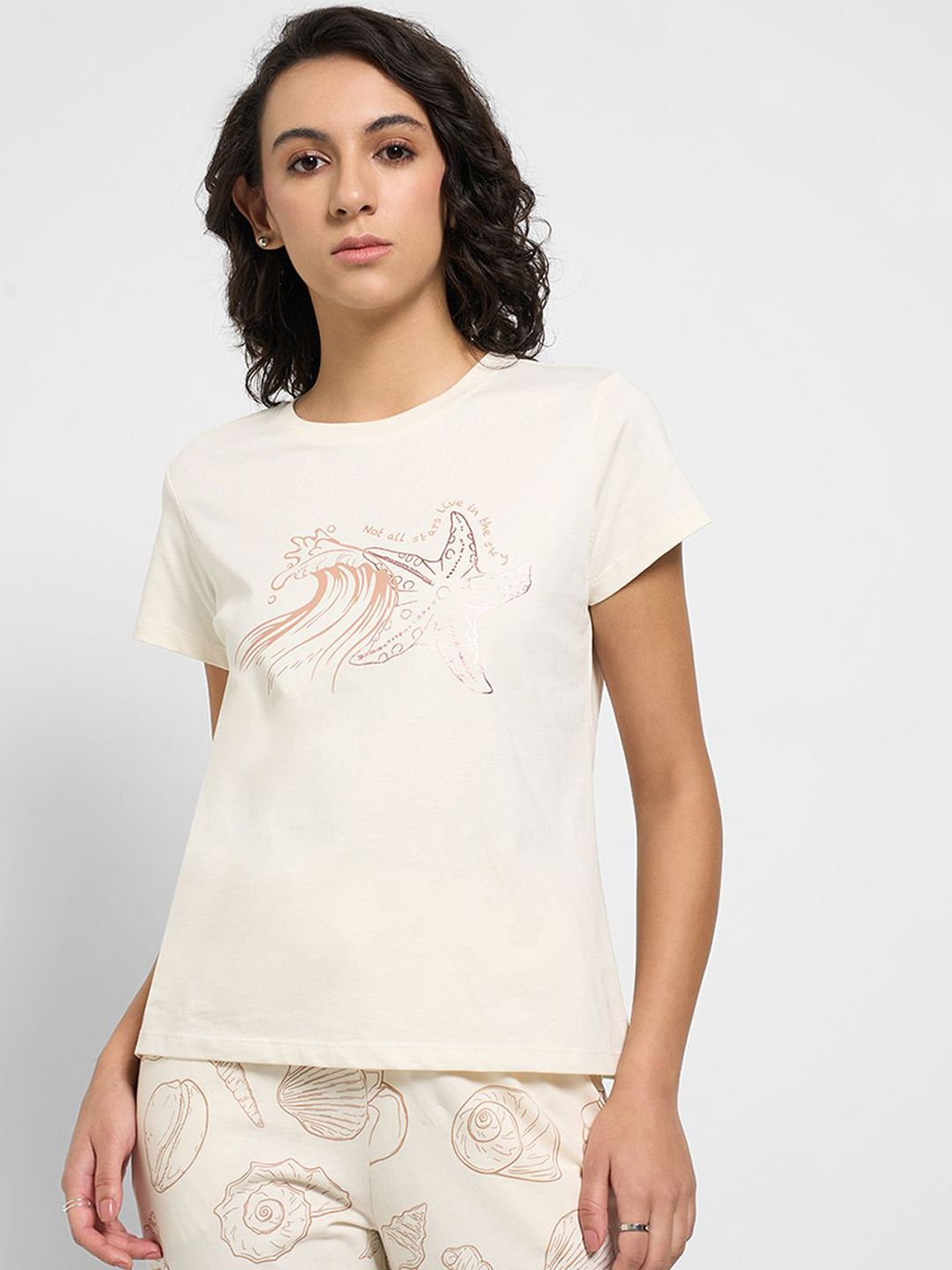 Dreamz by Pantaloons Pure Cotton Printed Lounge T-Shirt