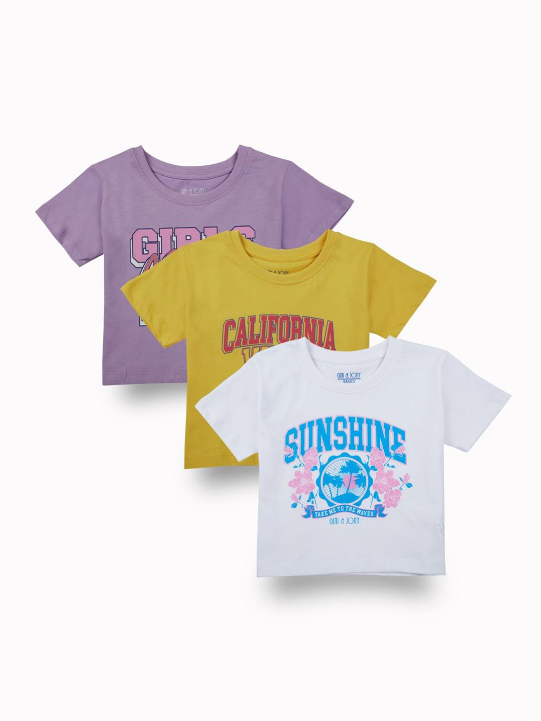 Gini and Jony Kids 3 Printed Cotton Tshirt Top