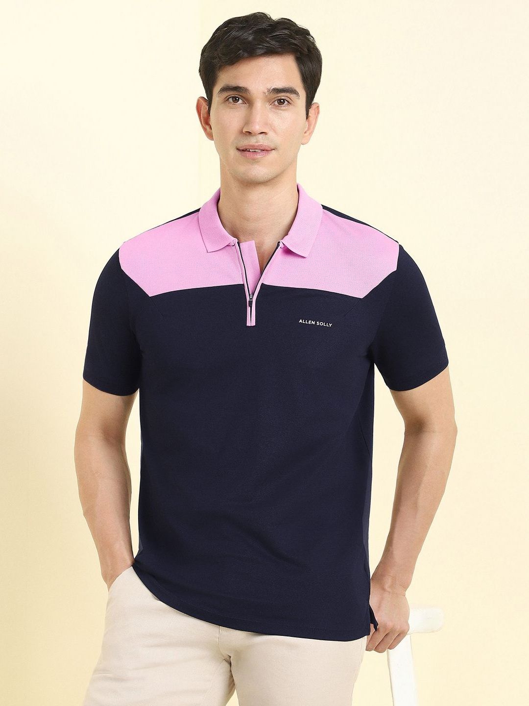 Allen Solly Men Colourblocked Polo Collar Pockets T-shirt