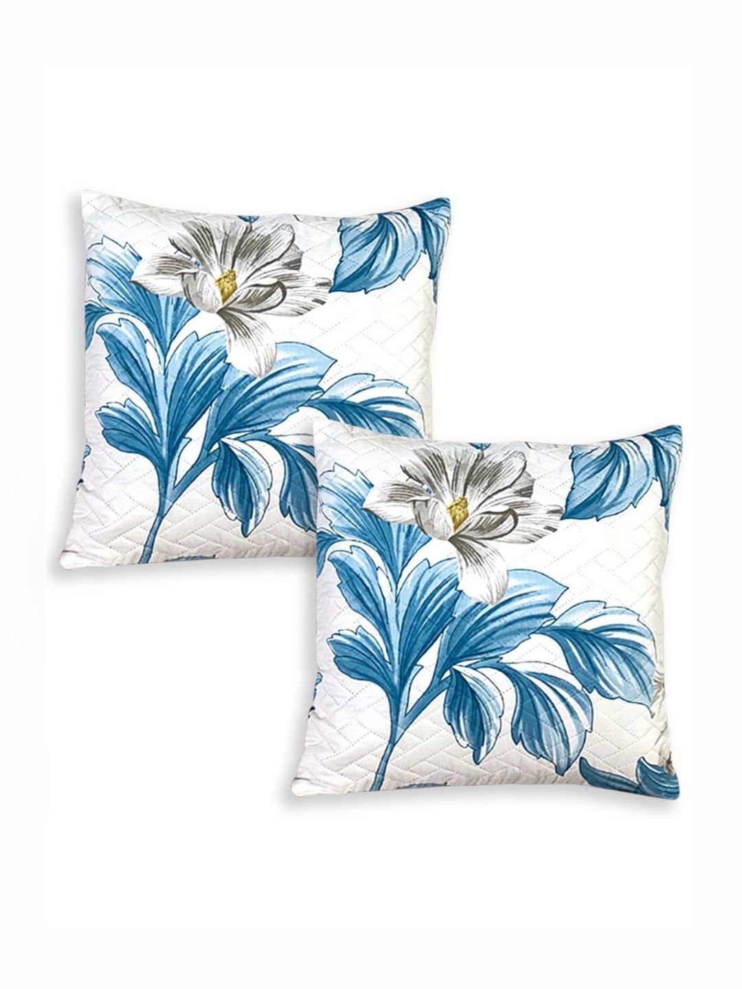 HOKIPO Celadon Blue Camellia 2 Pieces Floral Printed Square Cushion Covers