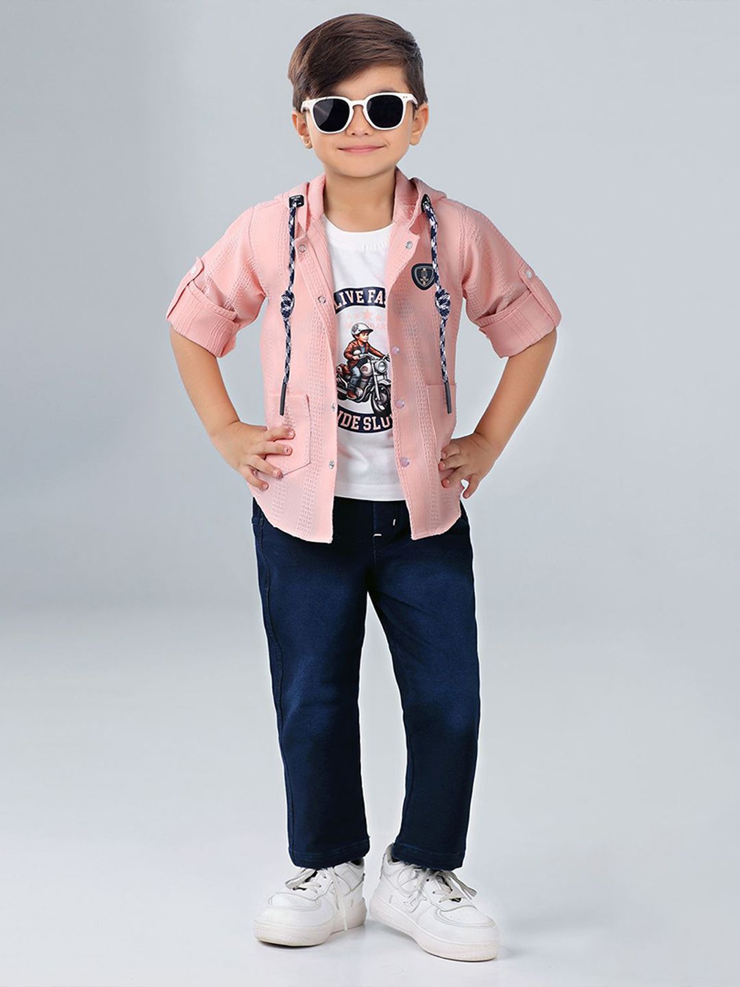 Bad Boys Boys Printed Pure Cotton T-shirt and Shirt With Trousers