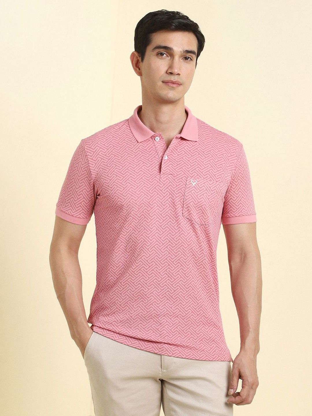 Allen Solly Men Printed Polo Collar Pockets T-shirt