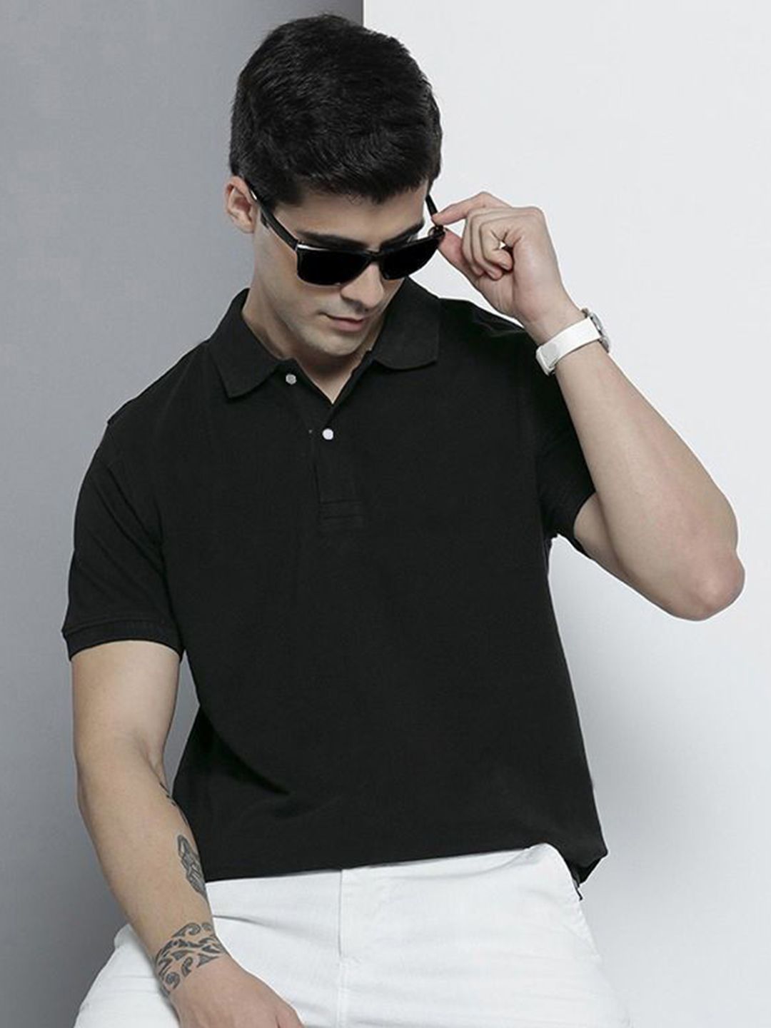SZN Men Polo Collar Moisture Wicking Slim Fit T-shirt