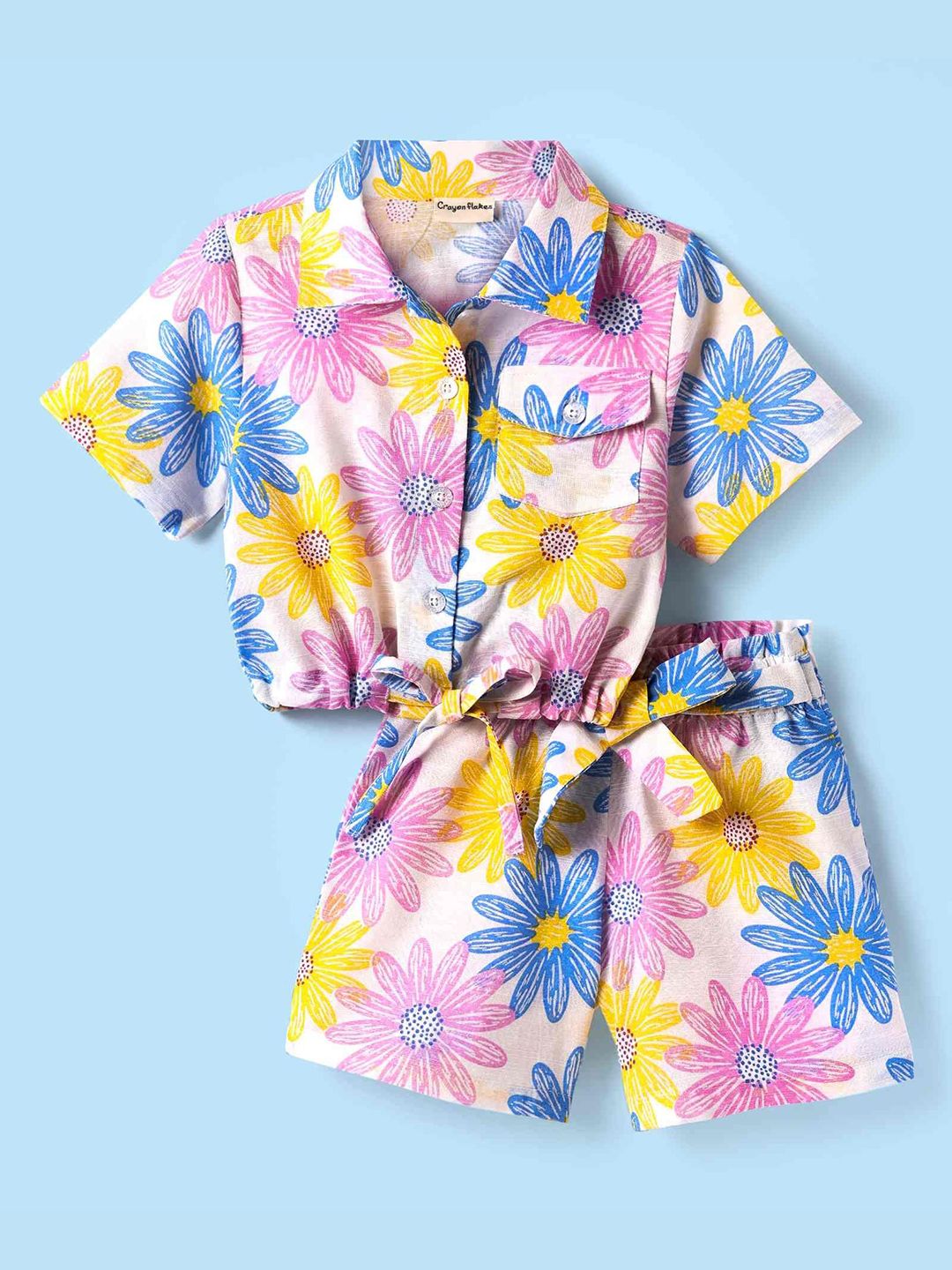 CrayonFlakes Girls Printed Top with Shorts