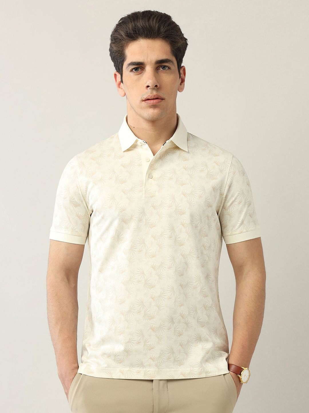 Arrow Men Printed Polo Collar Pockets T-shirt