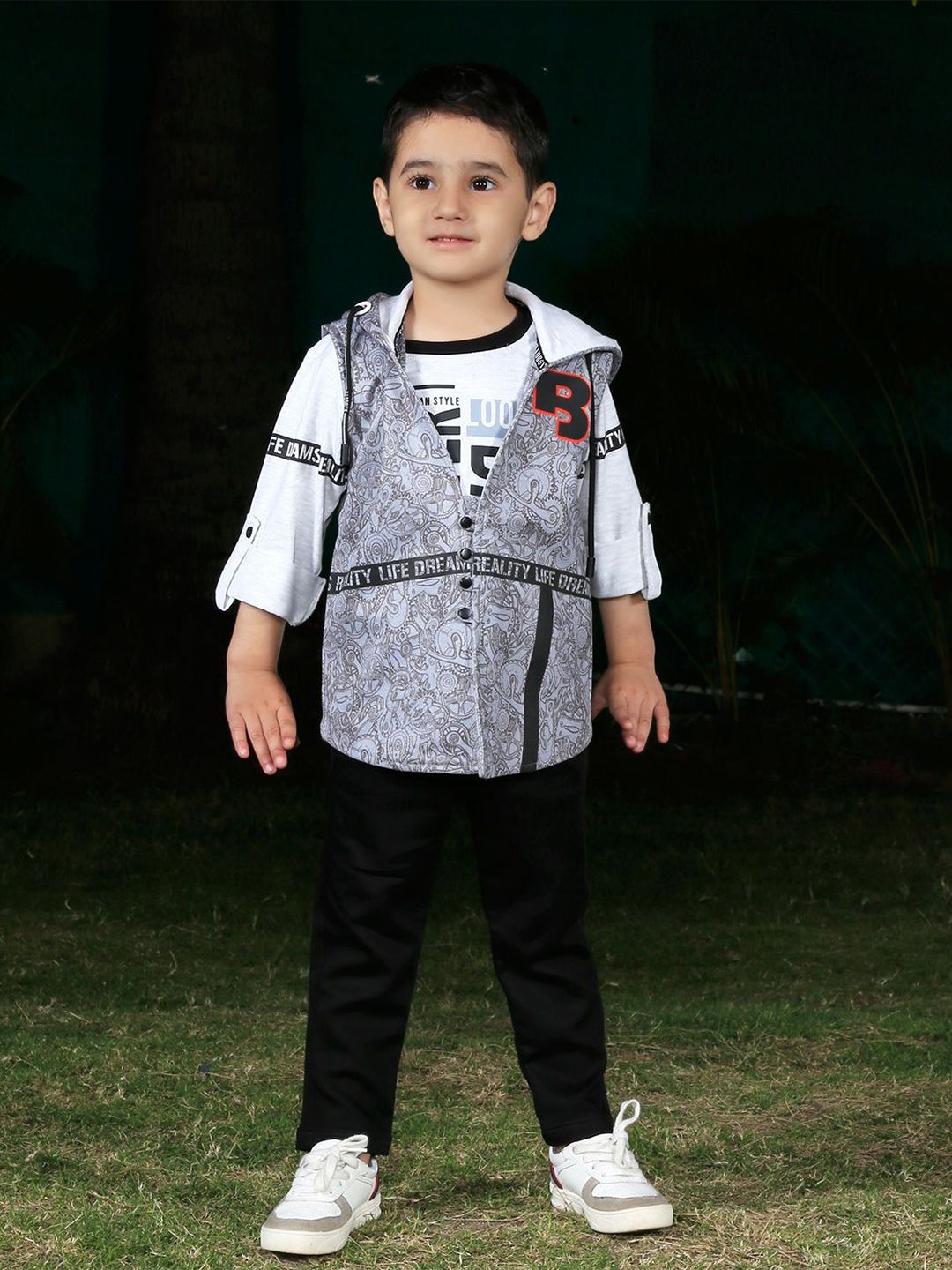 Bad Boys Printed Pure Cotton T-shirt and Shirt With Trousers