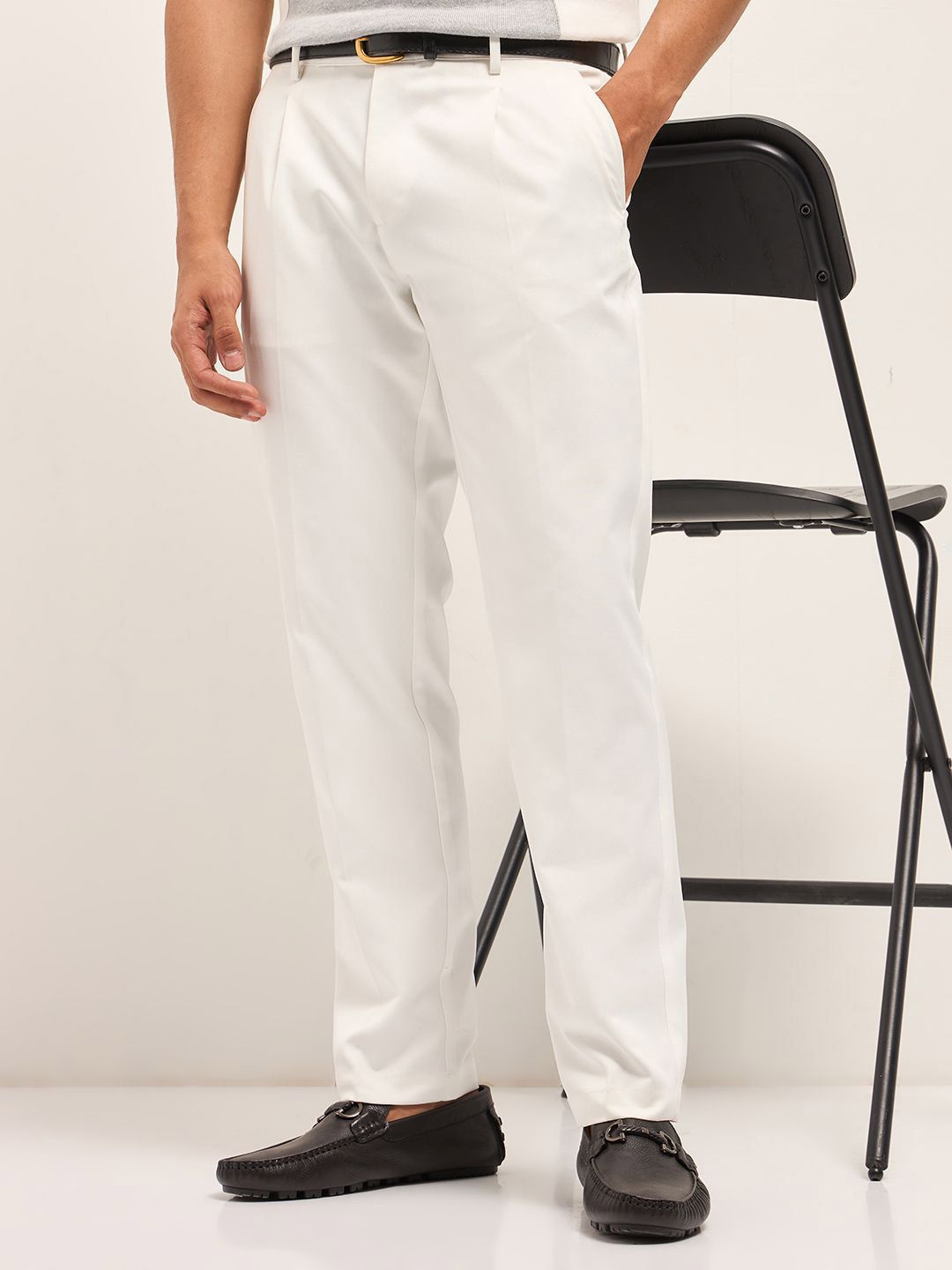 THE BEAR HOUSE Men Solid Regular Fit Formal Trouser