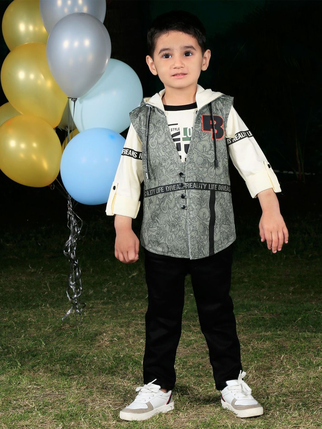 Bad Boys Boys Printed Hooded Pure Cotton T-shirt and Shirt With Trousers