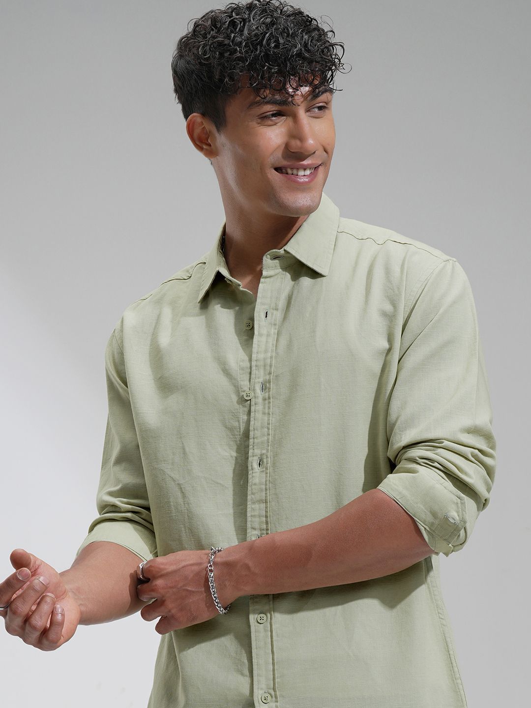 HIGHLANDER Highlander Men Cotton Linen Casual Relaxed Fit Shirt