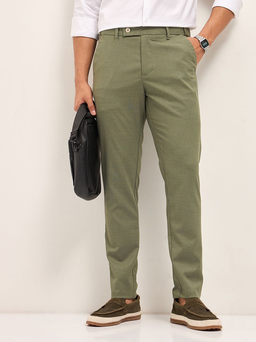 THE BEAR HOUSE Men's Striped Slim Fit Formal Trouser