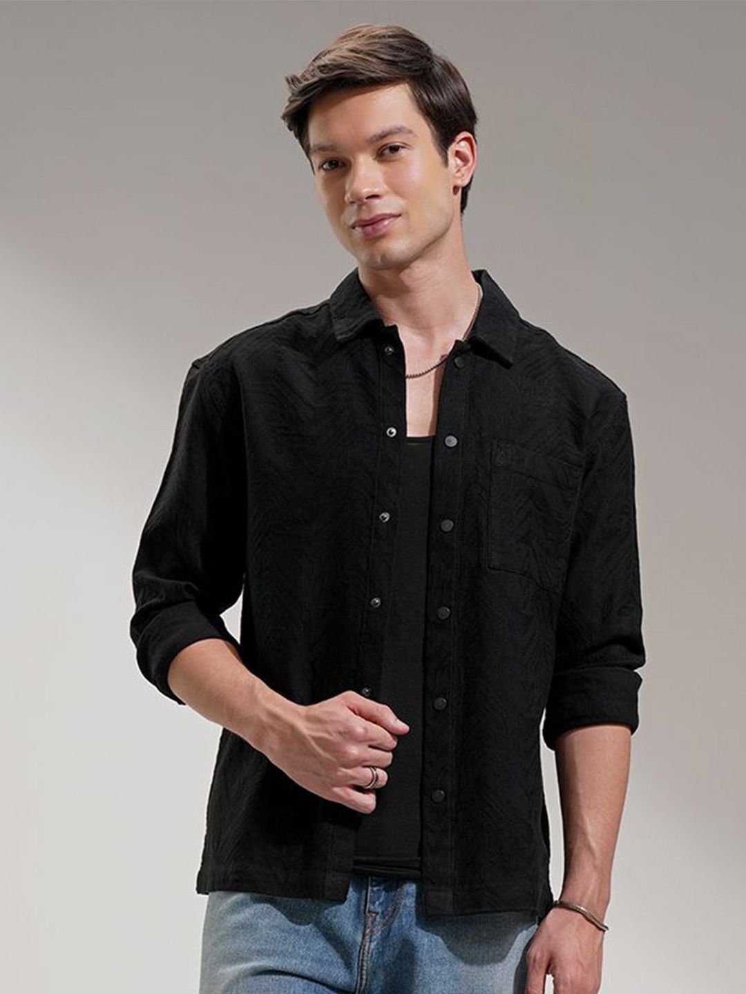 HIGHLANDER Men Comfort Opaque Casual Relaxed Fit Shirt