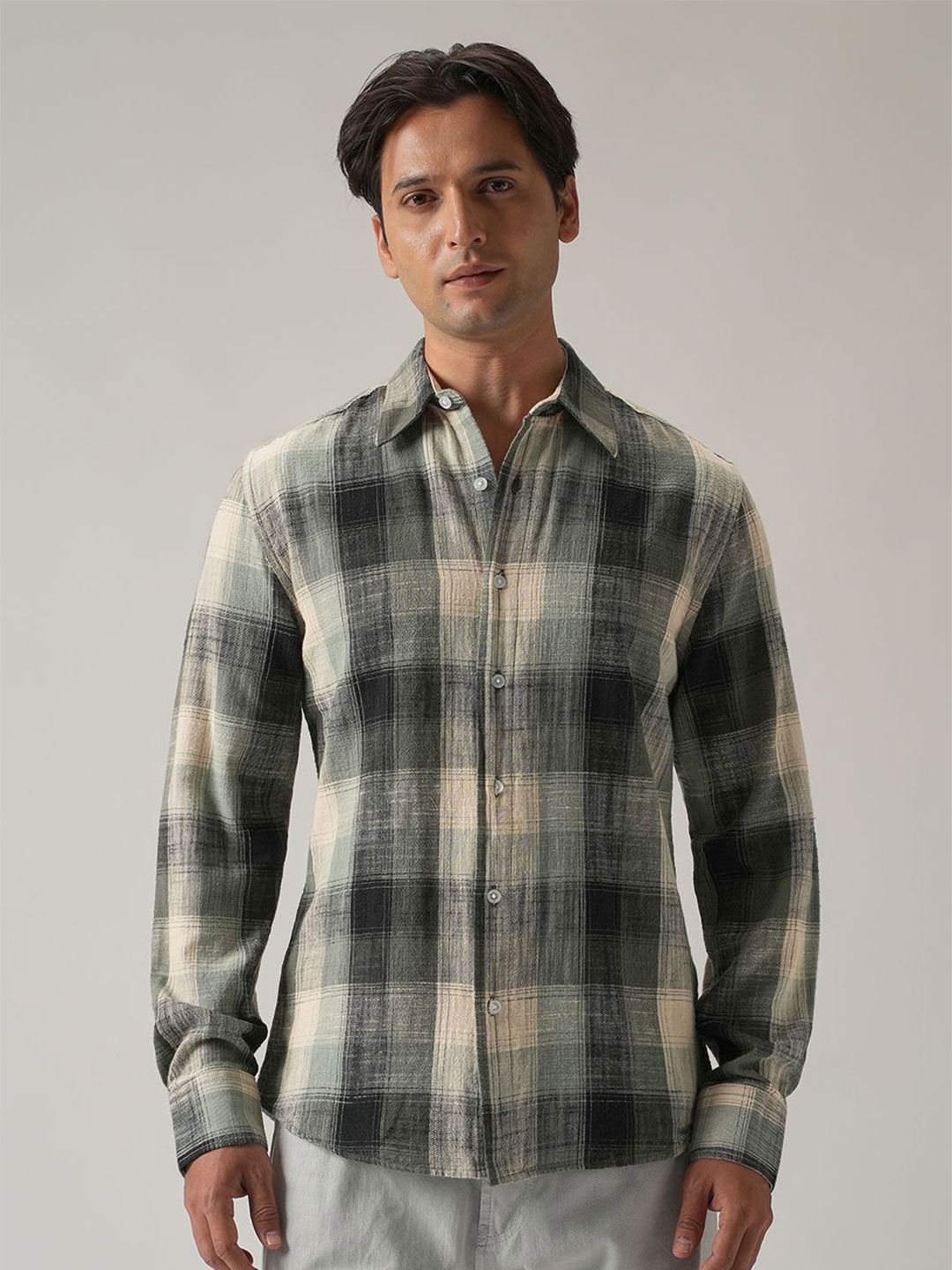 Banana Club Men Classic Slim Fit Tartan Checks Opaque Checked Casual Shirt
