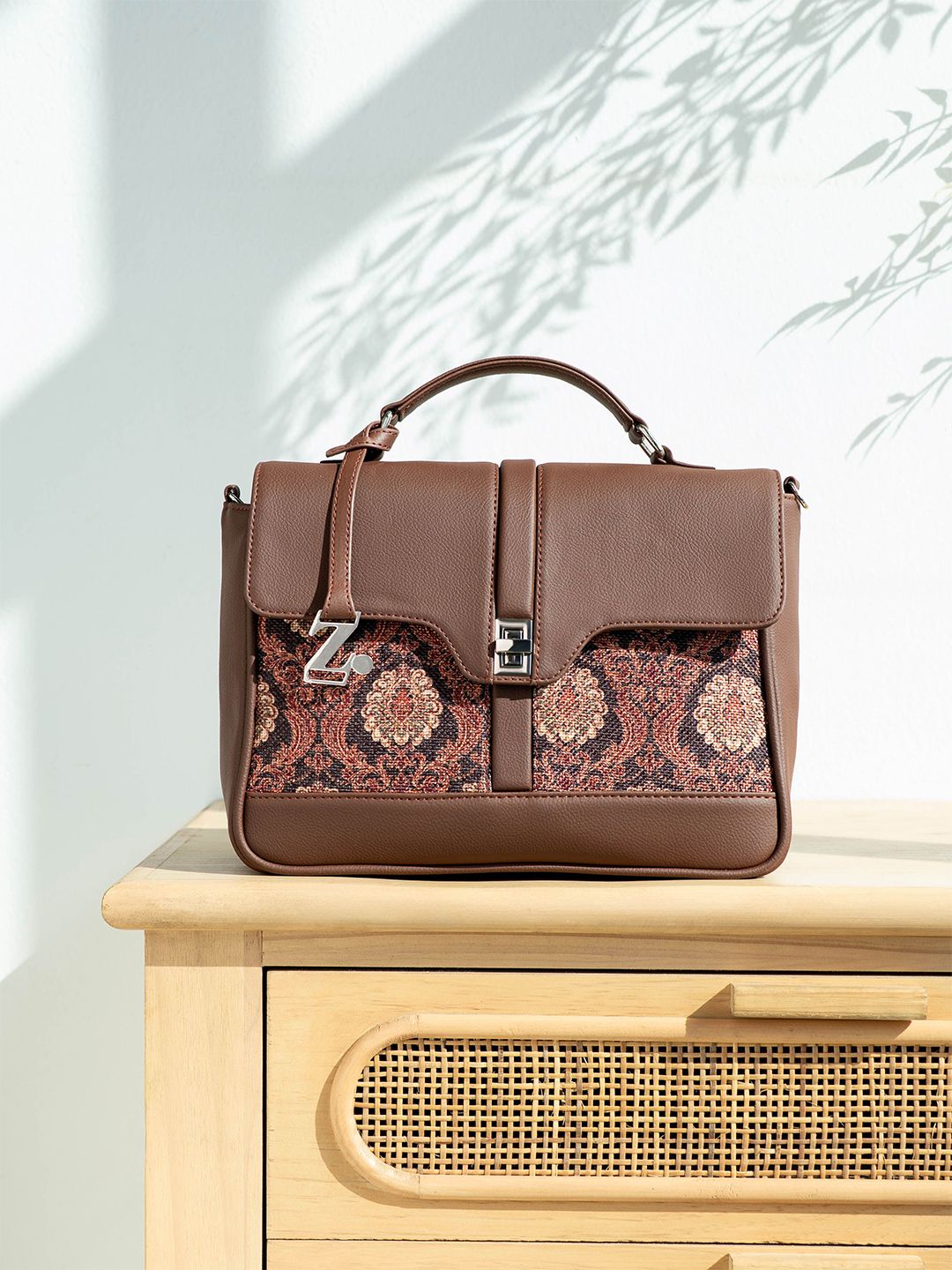 Kriti Sanon Zouk Bag ZOUK Jodhpur Damask Nessa Ethnic Motifs Printed Structured Satchel
