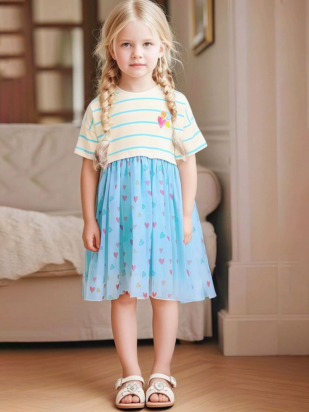 JC SPARKLE Striped A-Line Dress