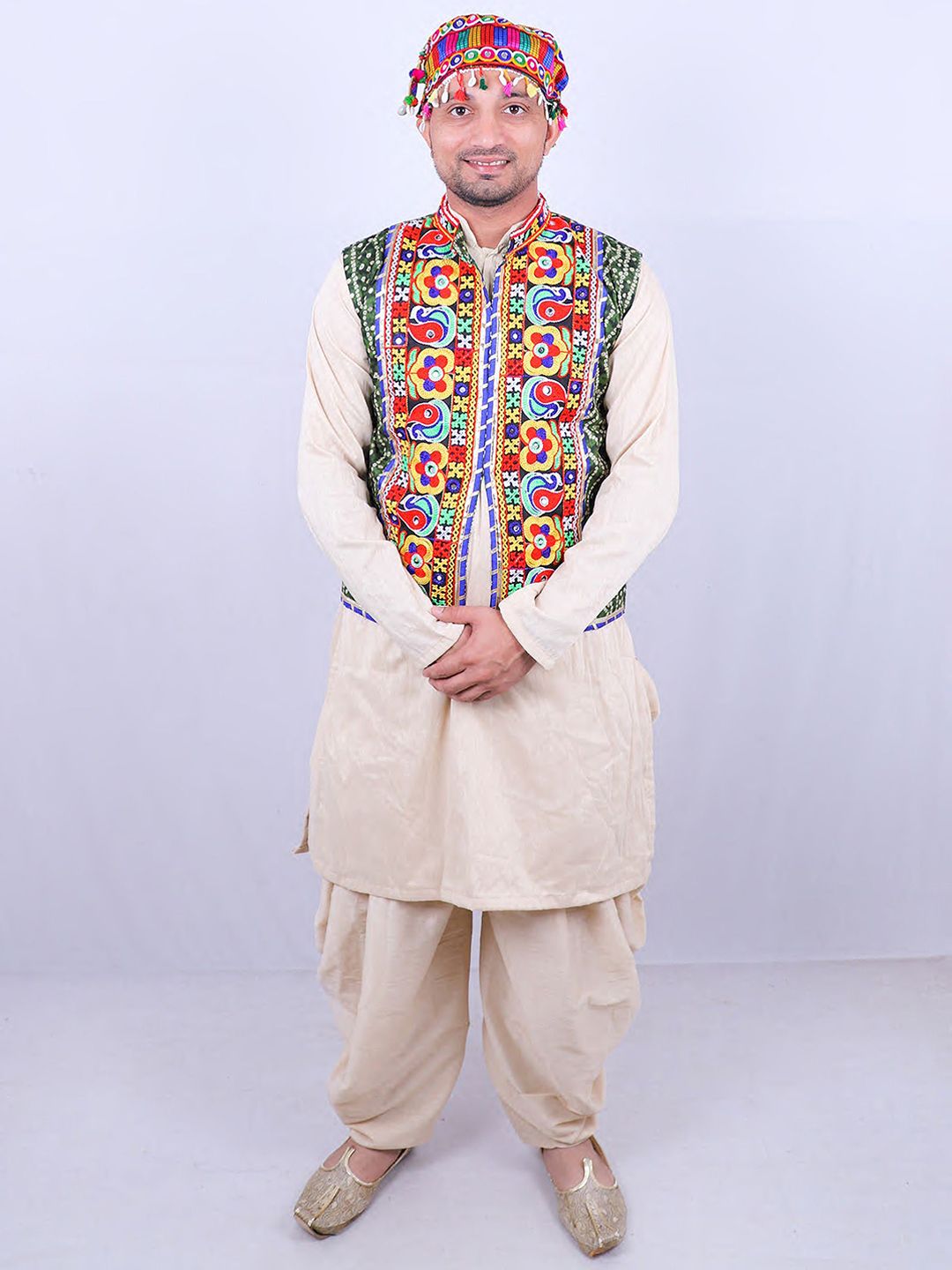 AGLARE Men Floral Open Front Jacket With Embroidered
