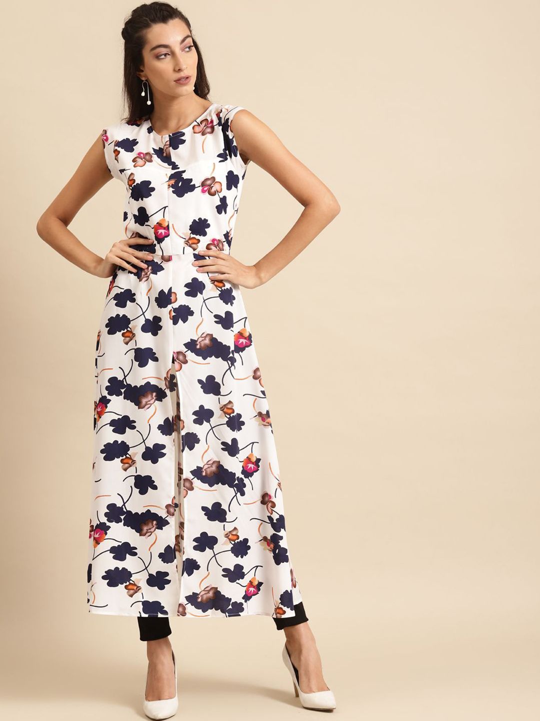 MISS HAUTE MISS HAUTE Floral Print Crepe Maxi Longline Top