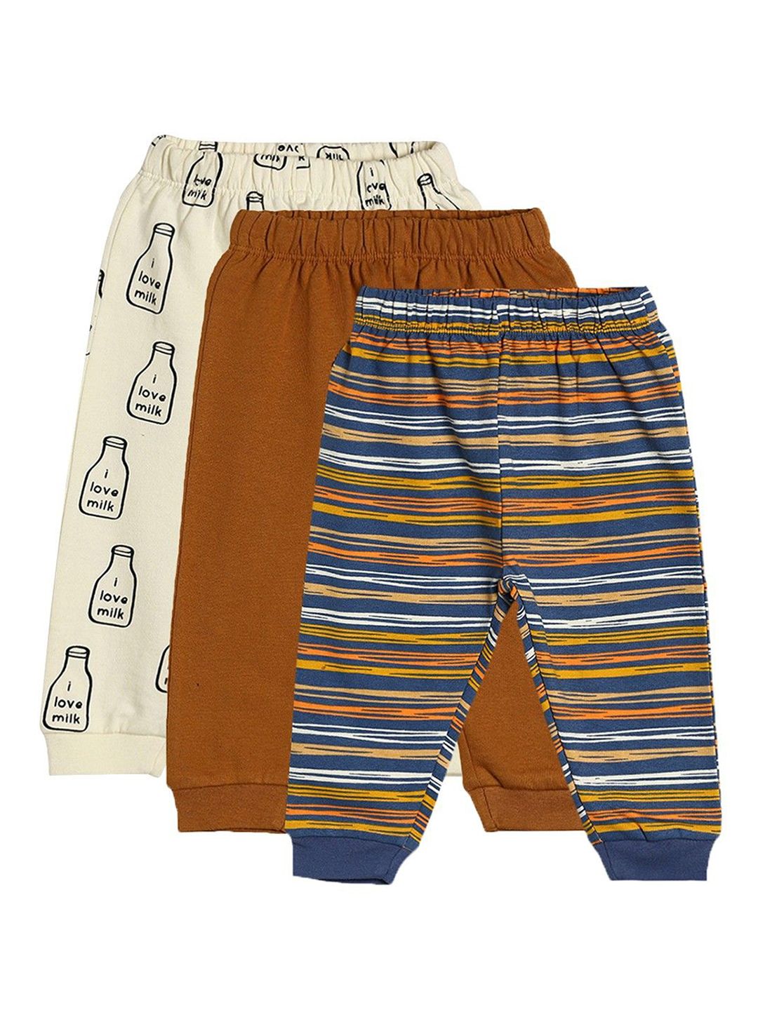 MINI KLUB Boys Pack Of 3 Striped Cotton Trousers