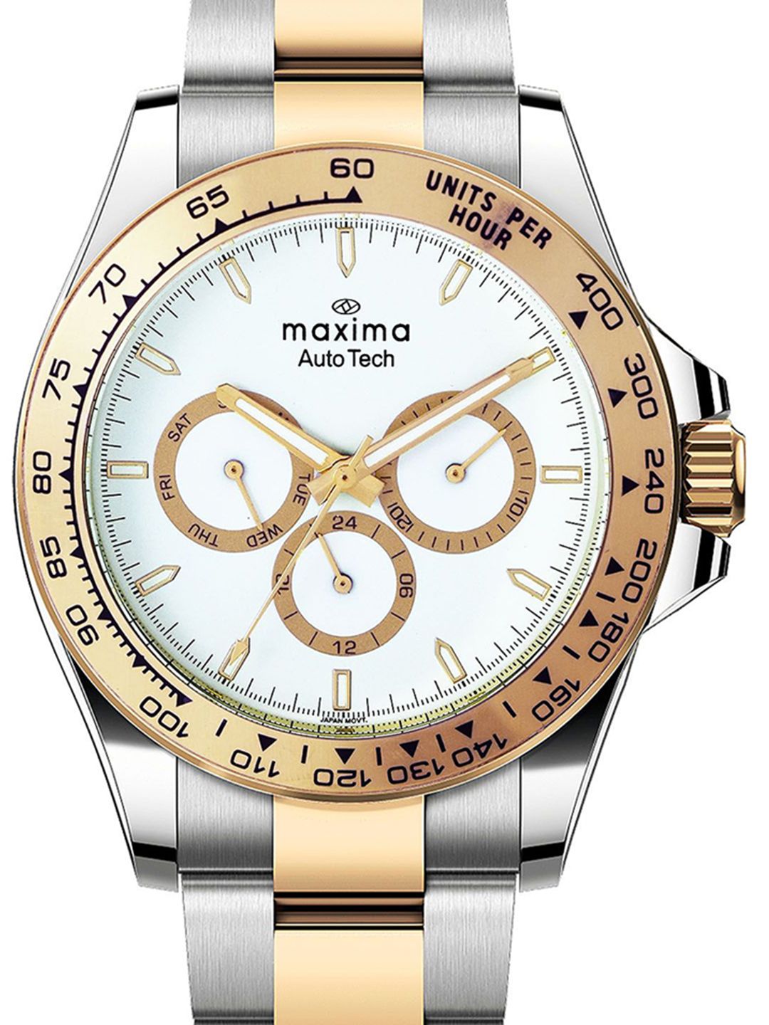 Buy maxima Men Brass Dial & Stainless Steel Bracelet Style Straps