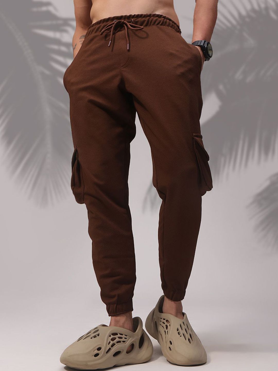 MADSTO Men Cotton Mid-Rise Cargo Track Pants