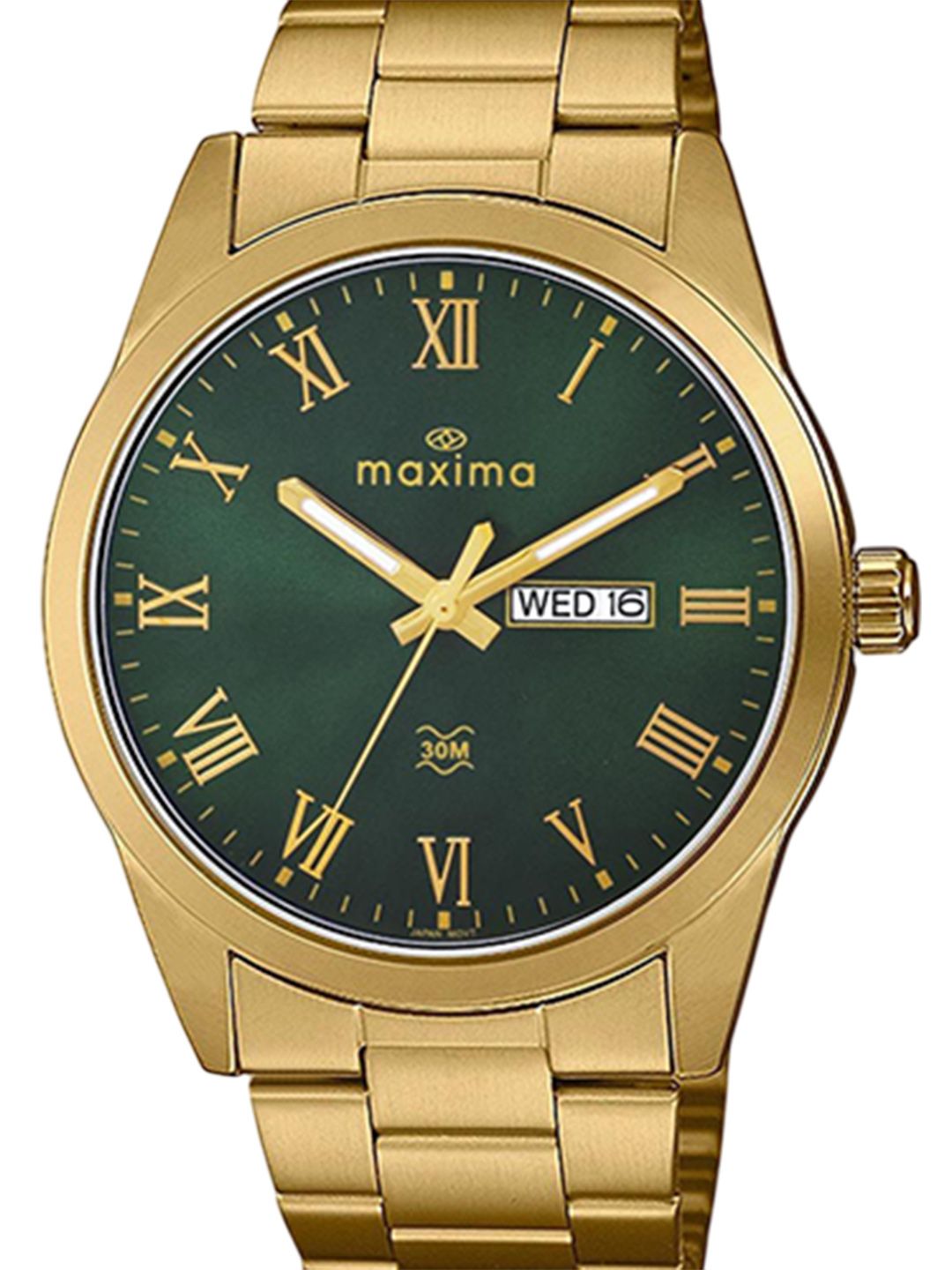 Buy maxima Men Brass Dial & Stainless Steel Bracelet Style Straps