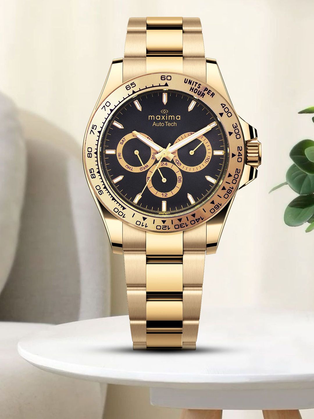 Buy maxima Men Brass Dial & Stainless Steel Bracelet Style Straps Buy maxima Men Brass Dial & Stainless Steel Bracelet Style Straps