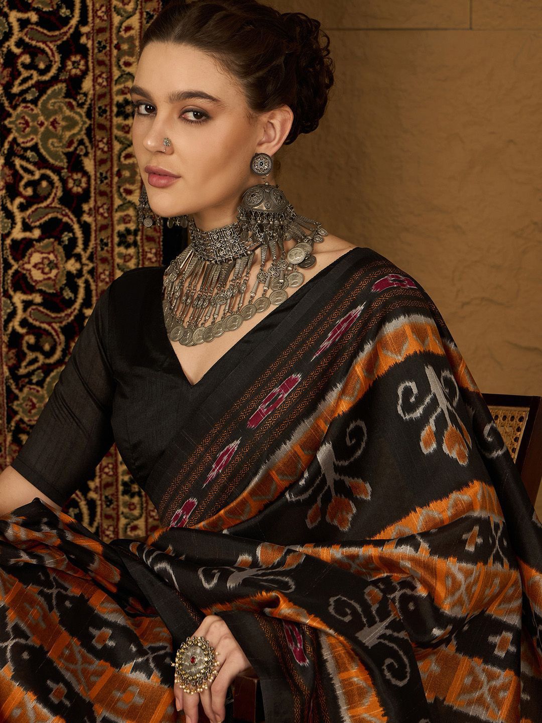 KALINI Ethnic Motifs Silk Cotton Bhagalpuri Saree