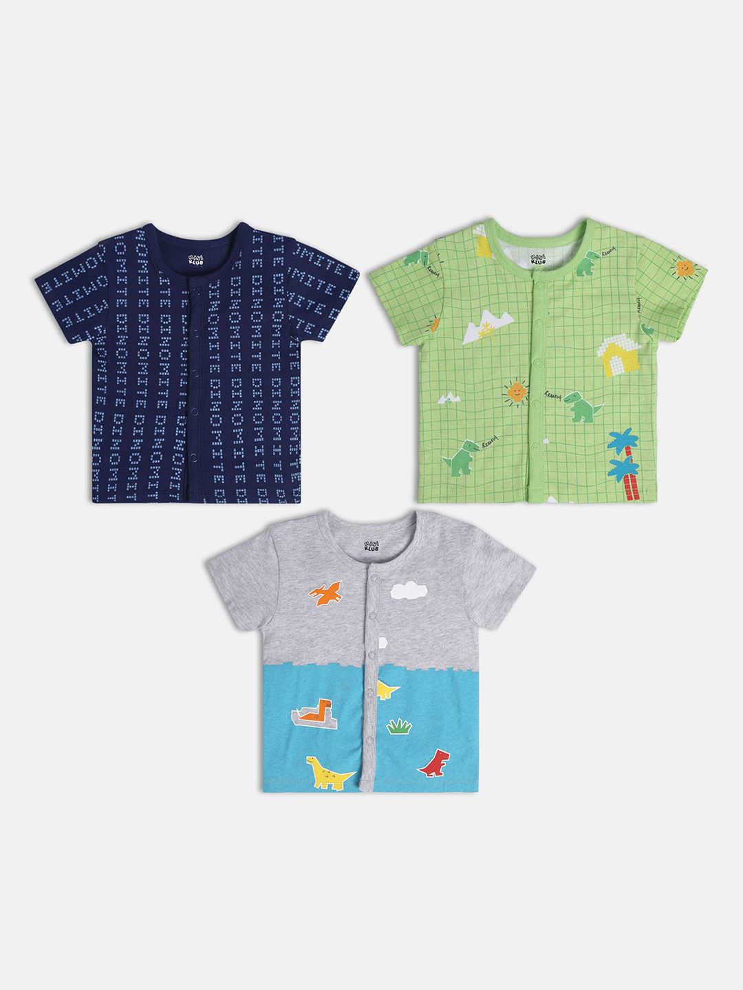 MINI KLUB Boys Pack Of 3 Printed Pure Cotton Jhabla Vest