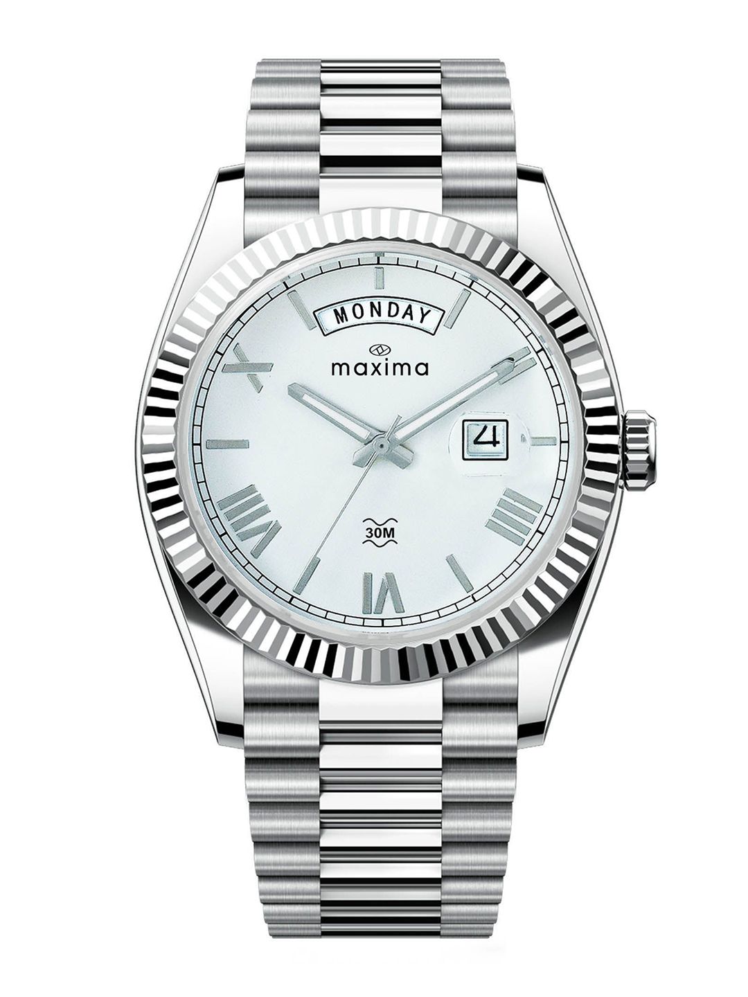 Buy maxima Men Brass Dial & Stainless Steel Bracelet Style Straps