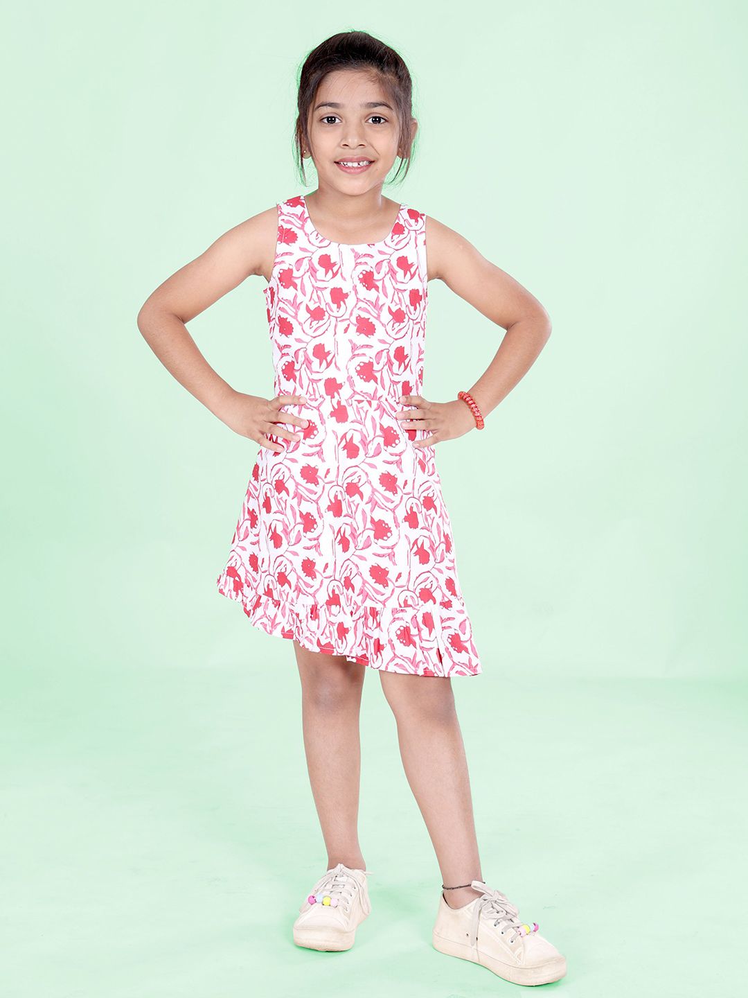 KiddoPanti Girls Floral Print A-Line Dress