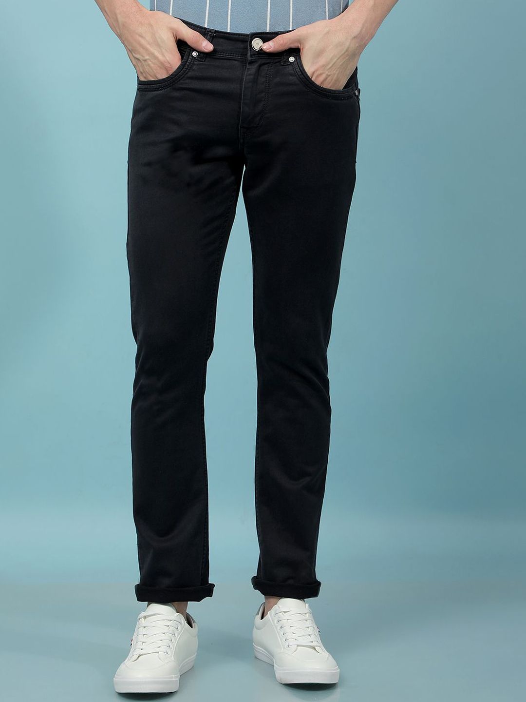 Crimsoune Club Men Slim Fit Mid-Rise Light Fade Stretchable Jeans