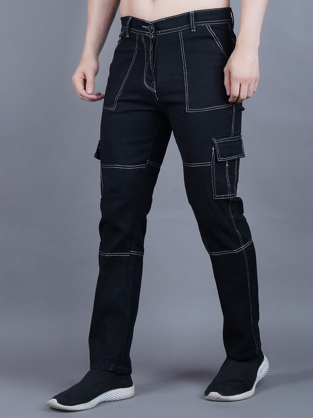 SZN Men Classic Mid-Rise Straight Fit Clean Look Cargo Styles Jeans