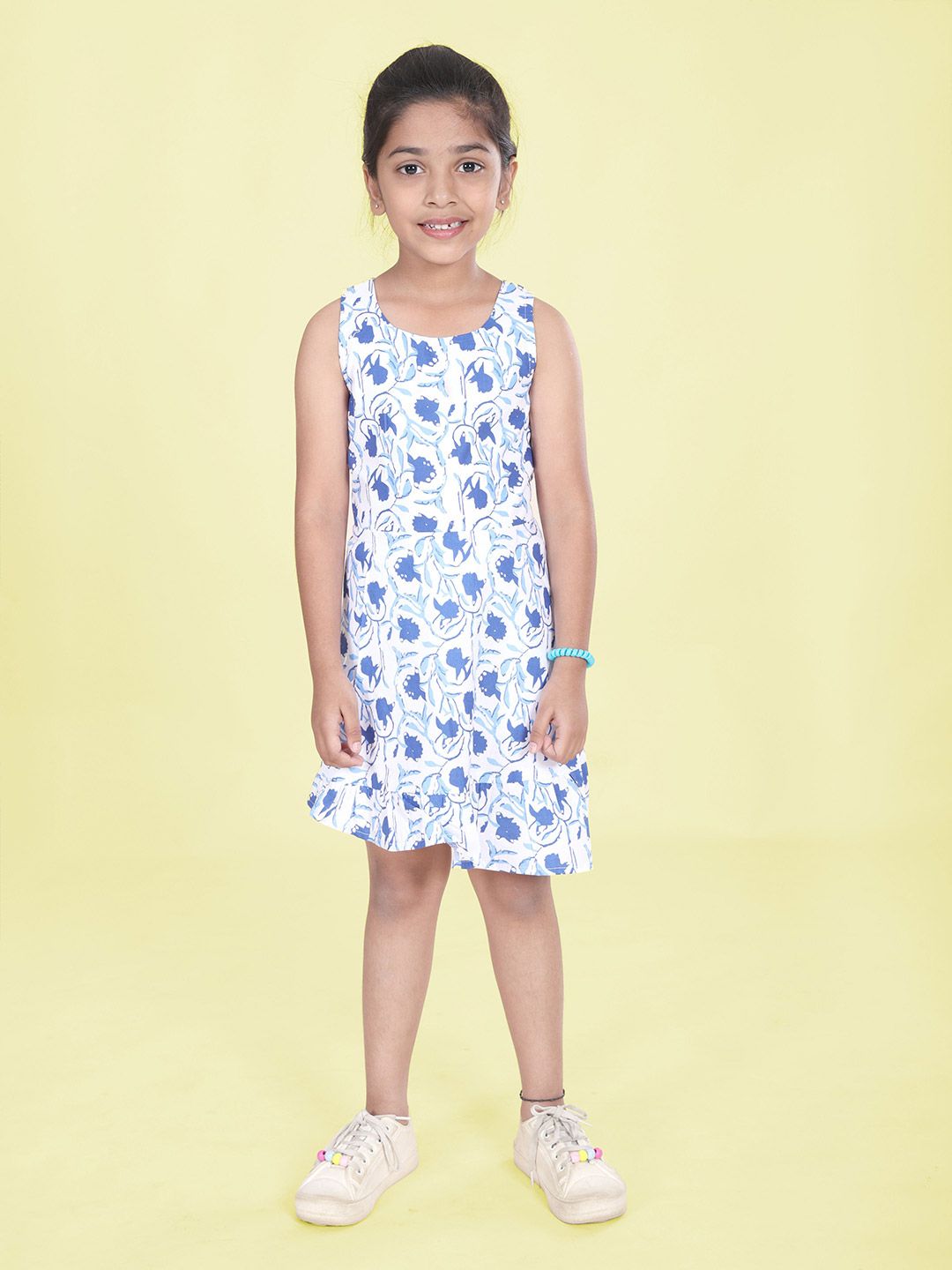KiddoPanti Girls Floral Printed Pure Cotton A-Line Dress