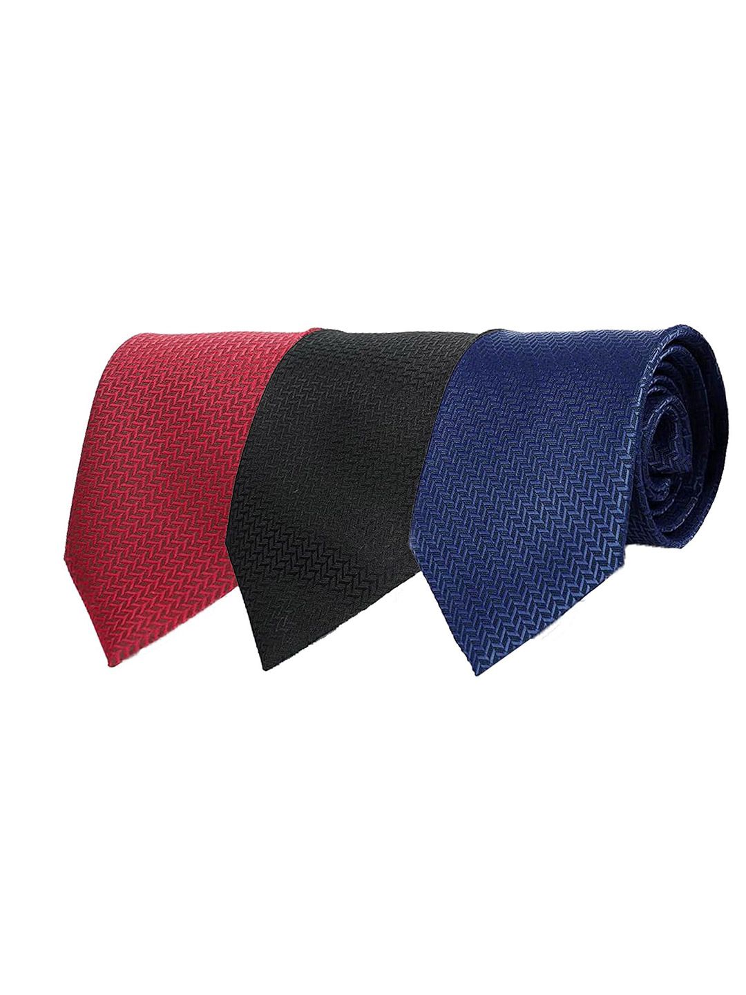 CALIXTO Men Pack Of 3 Woven Design Broad Tie