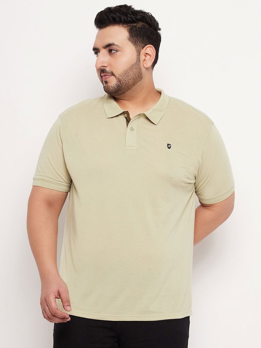 XFOX XFOX Men Plus Size Solid Polo Collar Cotton T-shirt