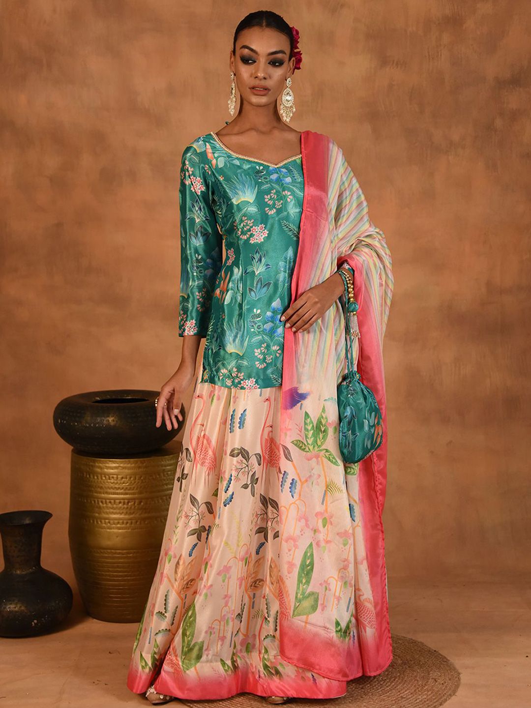 Laalzari Printed Ready to Wear Lehenga & Blouse With Dupatta