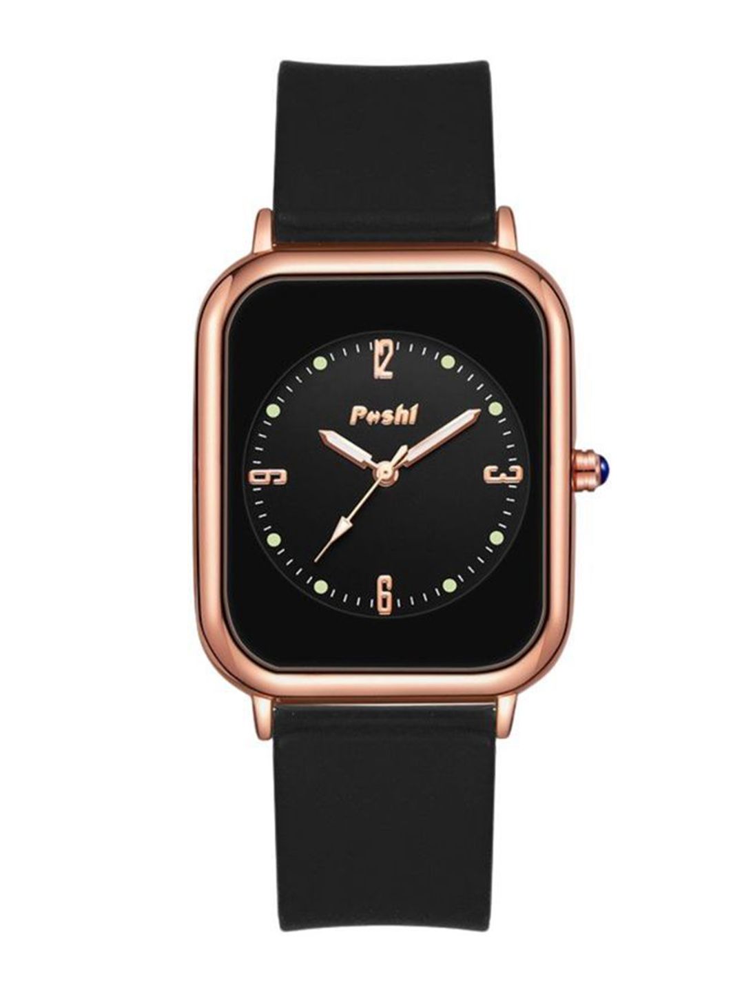 Poshi Women Square Dial Silicone Strap Watch with Adjustable Clasp