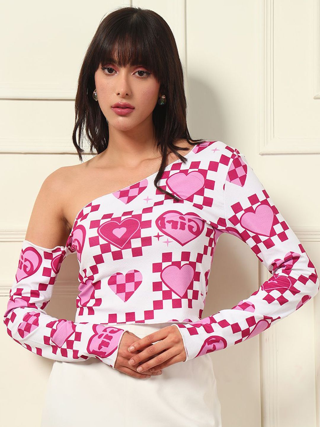 BAESD Print One Shoulder Top