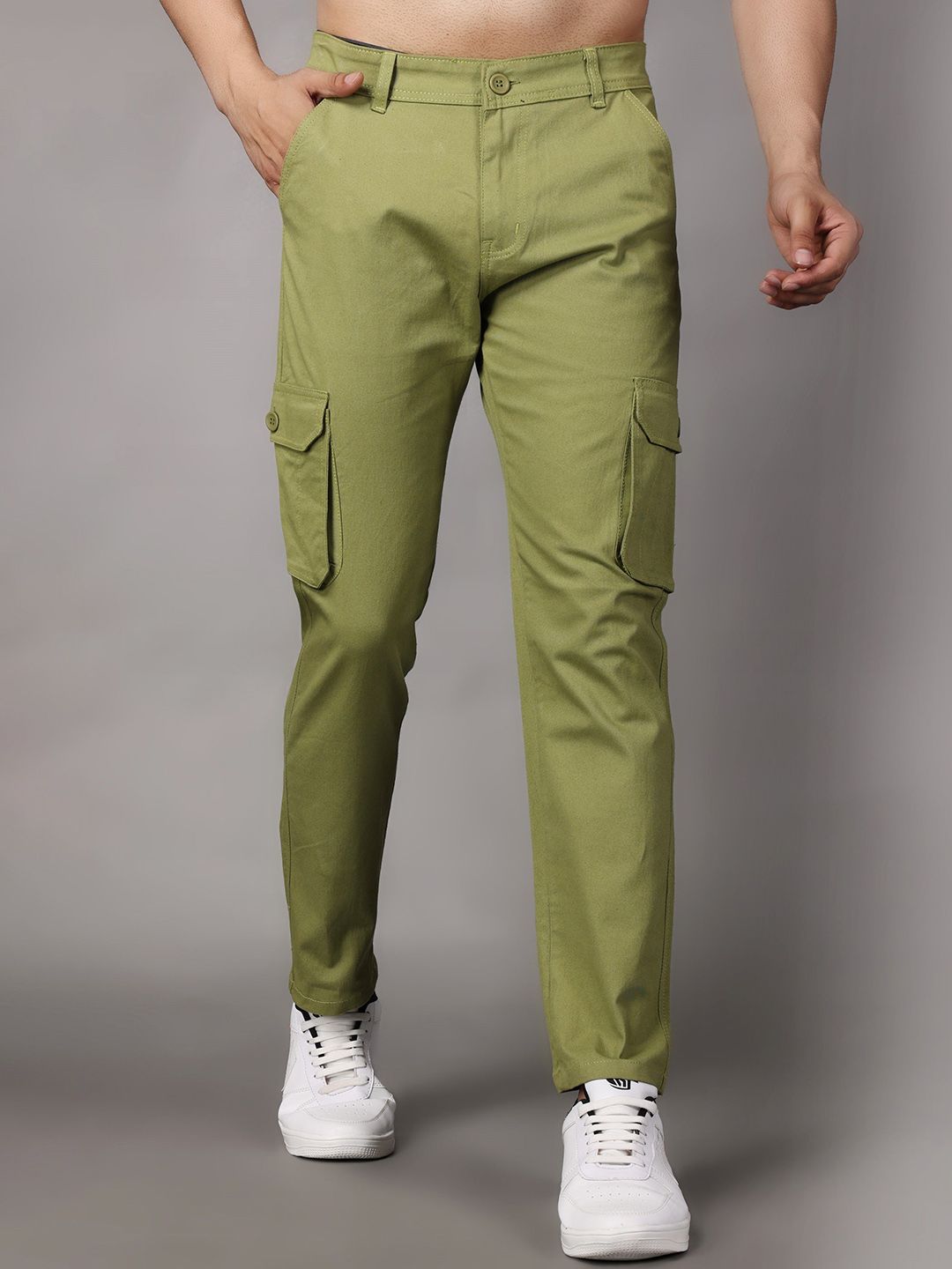 ZAYSH Men Slim Fit Mid-Rise Cargo Jeans